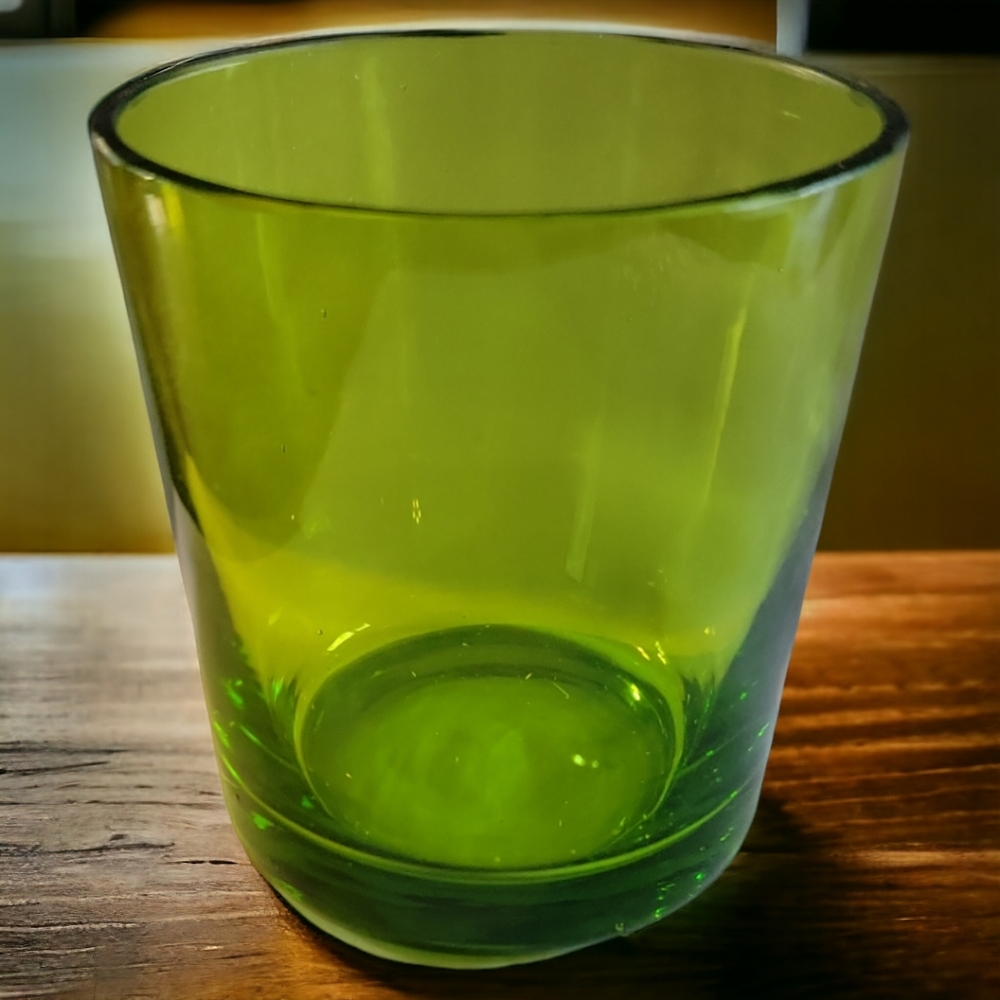 Vtg Leprechaun Emerald Green Glass Tea Light Holder Irish Double Shot Drink